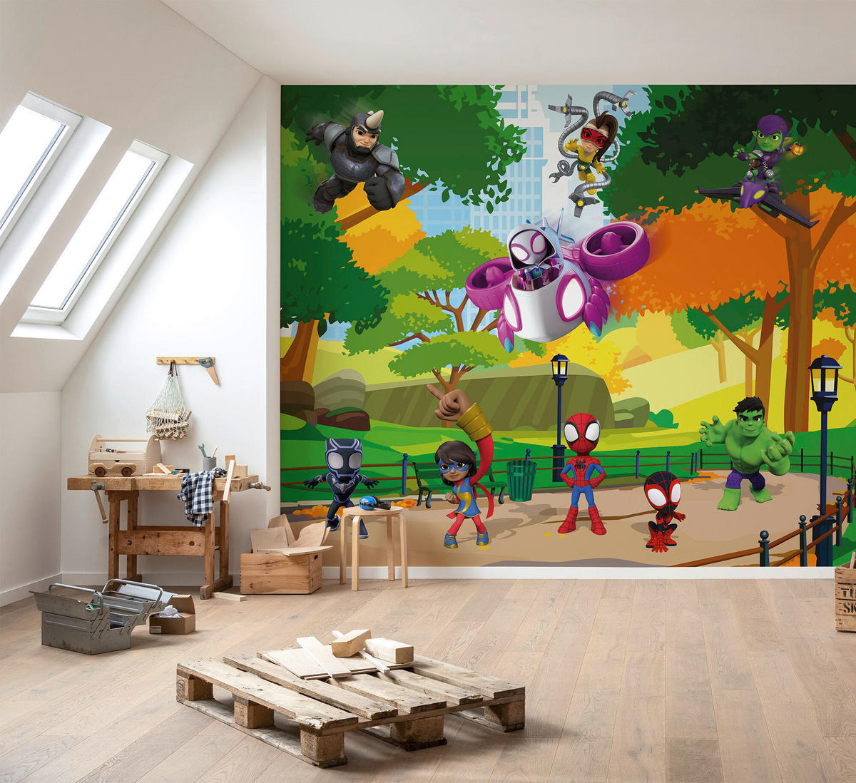 FOTOTAPETE SPIDEY SCAVENGER HUNT  - Naturfarben, Design, Textil (300/250cm) - Marvel