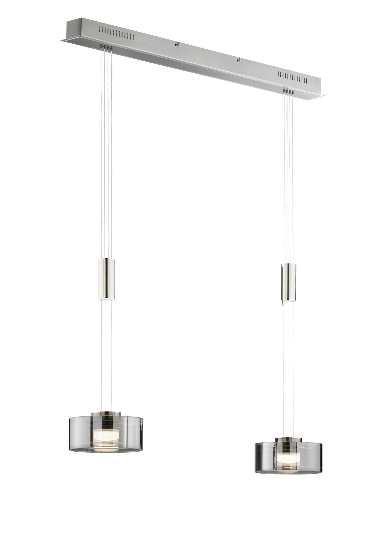 LED-HÄNGELEUCHTE 64/20/150 cm    - Nickelfarben, Design, Glas/Metall (64/20/150cm) - Fischer & Honsel