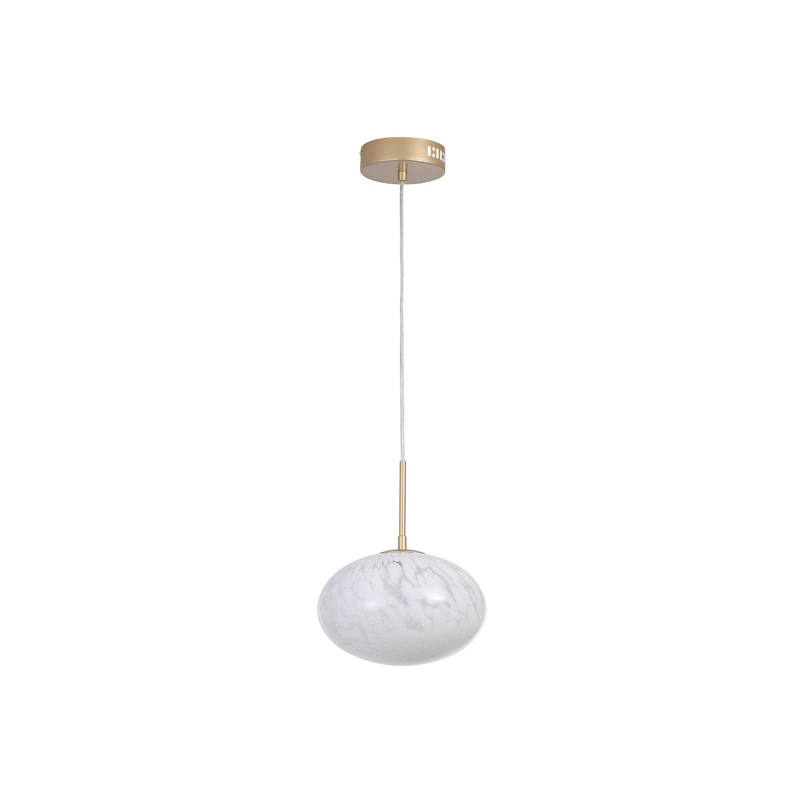 LAMPĂ SUSPENDATĂ CU LED 25/150 cm  - alb/auriu, Basics, sticlă/metal (25/150cm)