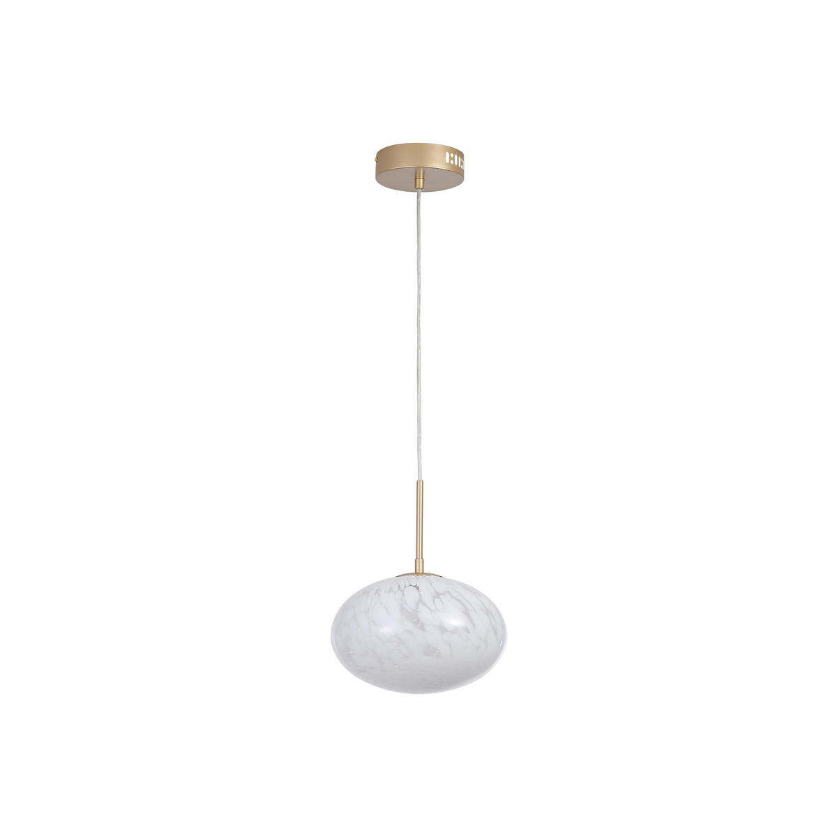 LAMPĂ SUSPENDATĂ CU LED 25/150 cm  - alb/auriu, Basics, sticlă/metal (25/150cm)