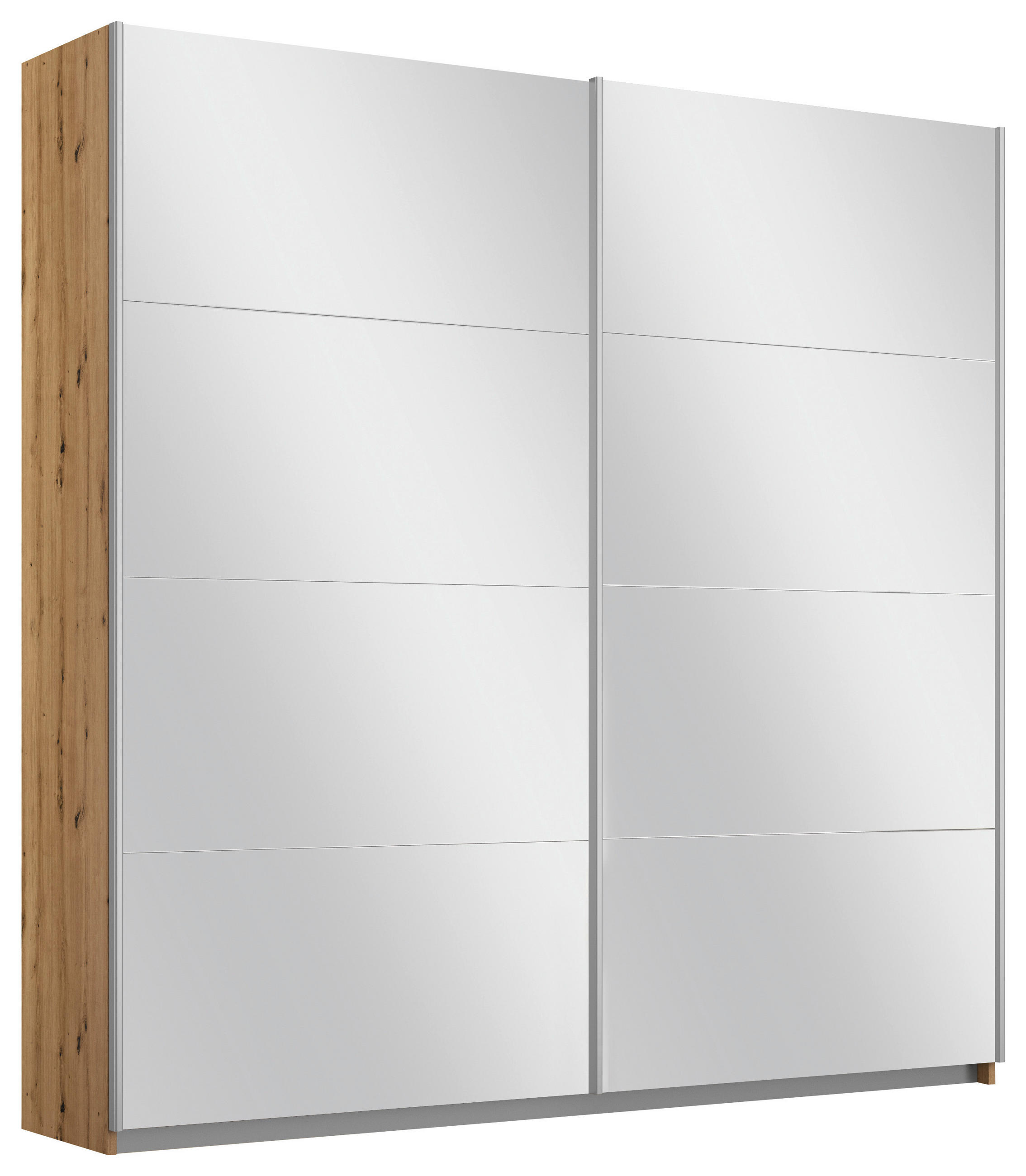 SCHWEBETÜRENSCHRANK in Eiche Artisan, Silberfarben  - Silberfarben/Alufarben, Modern, Holzwerkstoff/Metall (181/197/61cm) - Rauch Möbel