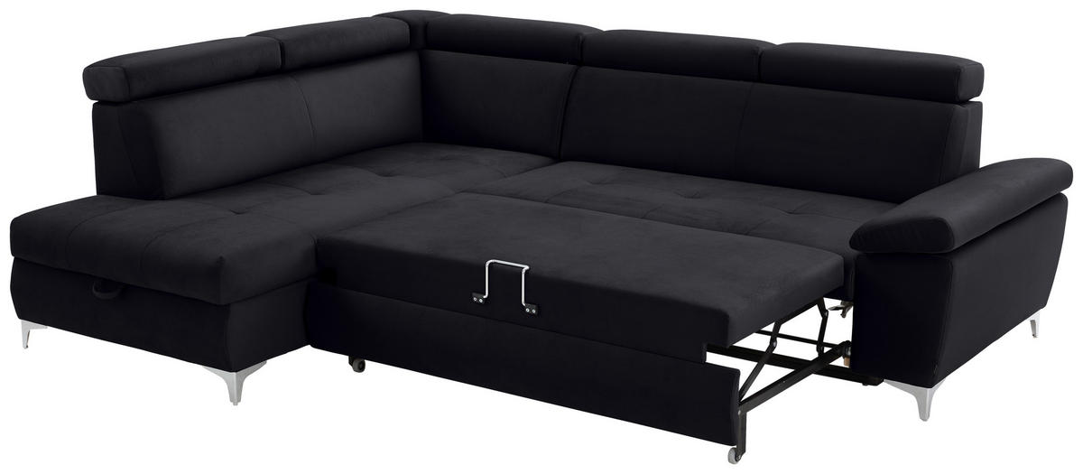 KUTNA GARNITURA tekstil  crna   - boje kroma/crna, Konvencionalno, tekstil/metal (206/271cm) - Carryhome