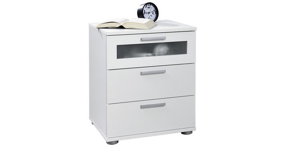 NACHTSCHRANK 45/53,5/38 cm - Silberfarben/Weiß, Design, Holzwerkstoff/Kunststoff (45/53,5/38cm) - Carryhome