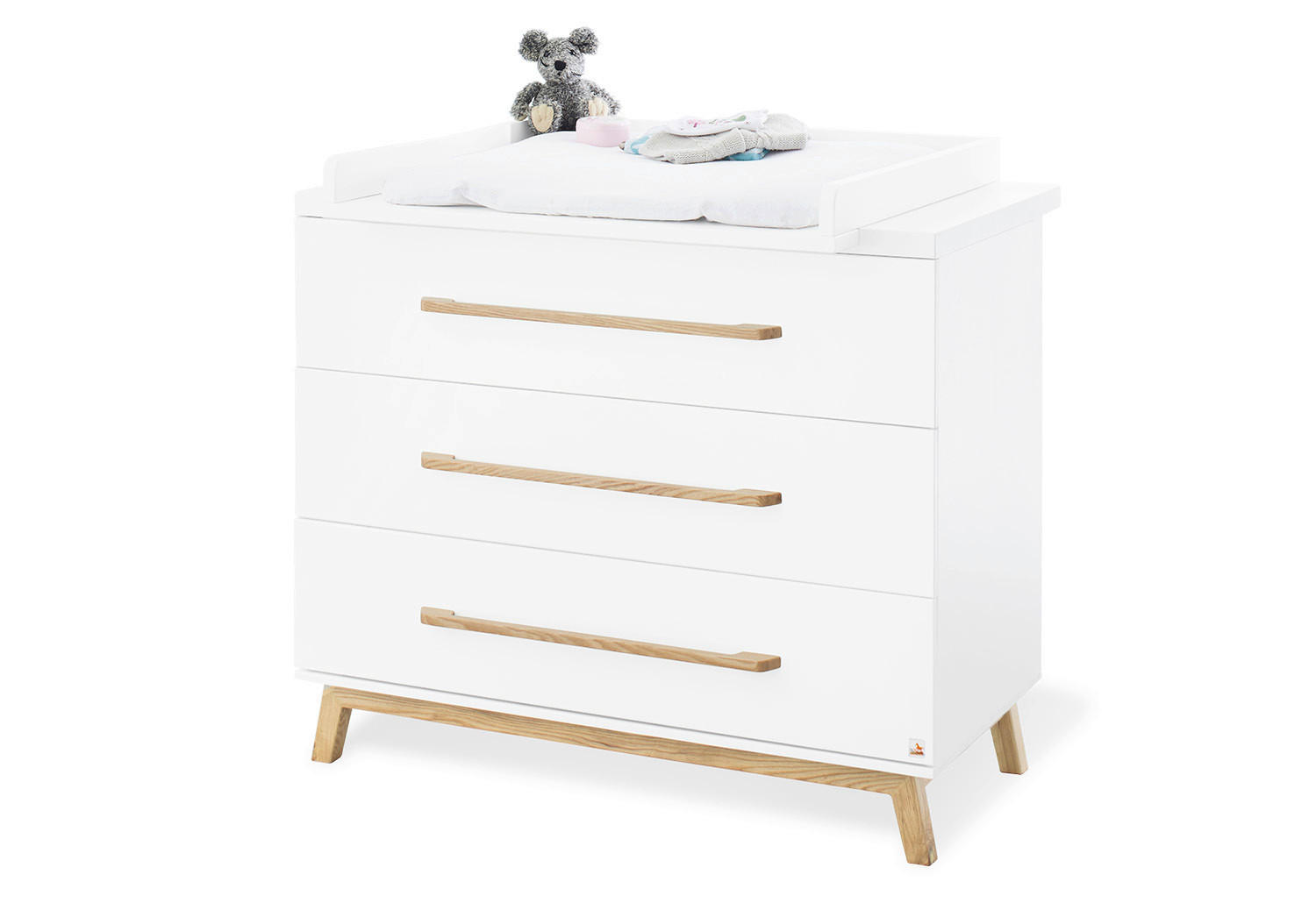 WICKELKOMMODE PINOLINO RIVA Naturfarben, Weiß  - Eschefarben/Weiß, Design, Holz/Holzwerkstoff (115/106/79cm) - Pinolino