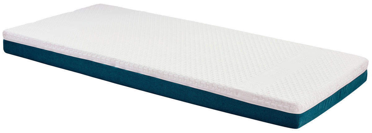 Taschenfederkernmatratze 90/200 cm, Höhe ca.: 17,5 cm, H2 = mittel, 7-Zonen - Türkis/Weiß, Textil (90/200cm) - Primatex