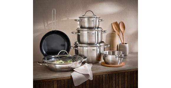 KOCHTOPFSET 6-teilig - Klar/Edelstahlfarben, Basics, Glas/Metall - Homeware Profession.