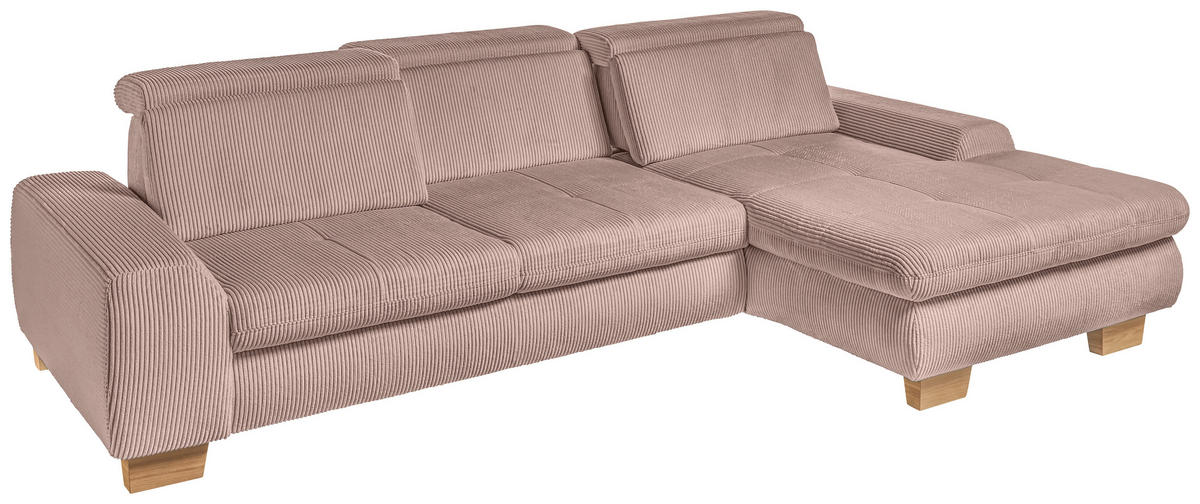 ECKSOFA Rosa Cord  - Eiche Bianco/Rosa, KONVENTIONELL, Holz/Textil (307/195cm) - SetOne by Musterring