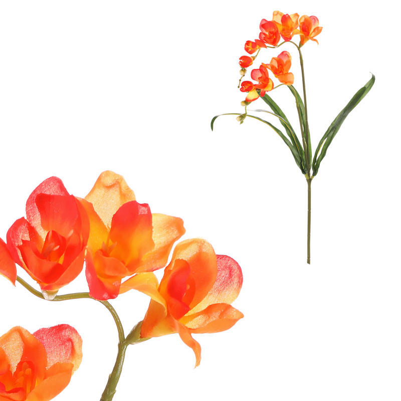 UMELÝ KVET 60 cm - oranžová/biela, Basics, textil (60cm)
