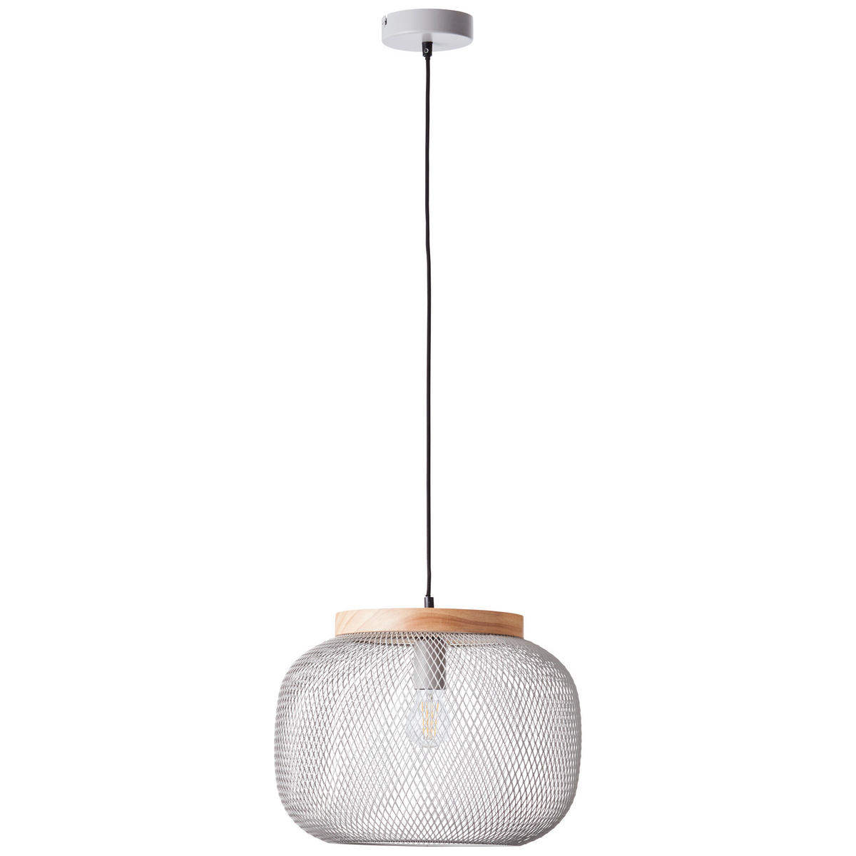 PENDELLEUCHTE 39/113 cm    - Hellgrau/Kieferfarben, Basics, Holz/Metall (39/113cm) - Brilliant