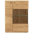 HIGHBOARD Eichefarben  99/141/38 cm  - Eichefarben/Schwarz, Natur, Glas/Holz (99/141/38cm) - Linea Natura