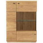 HIGHBOARD Eichefarben  99/141/38 cm  - Eichefarben/Schwarz, Natur, Glas/Holz (99/141/38cm) - Linea Natura