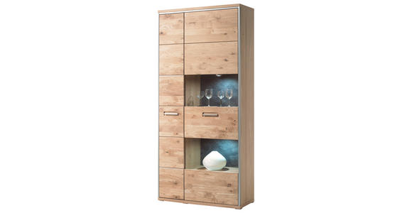 VITRINE Eiche Eichefarben - Edelstahlfarben/Eichefarben, KONVENTIONELL, Glas/Holz (94/201/39cm) - Cantus