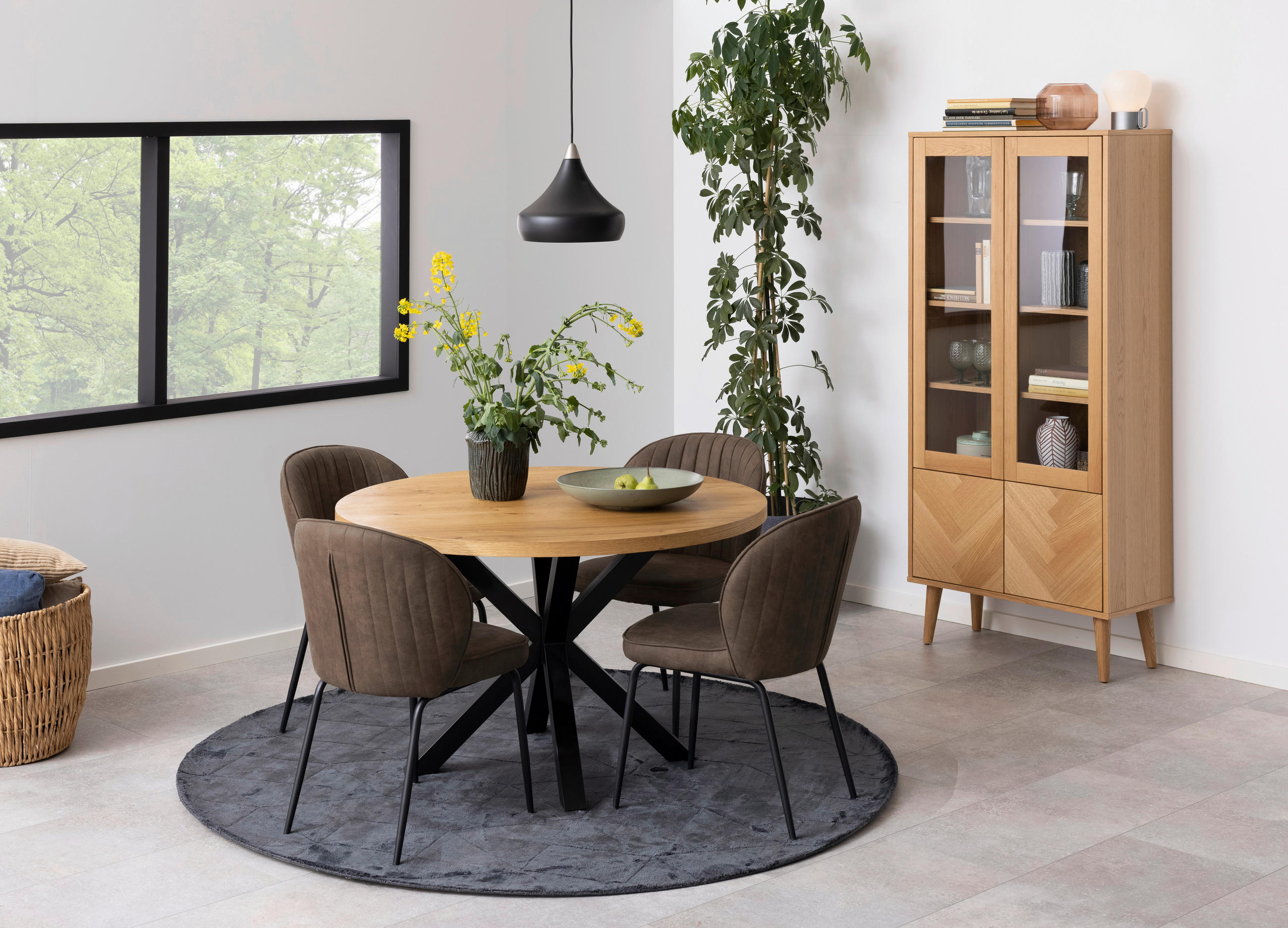 ESSTISCH in Holz 120/120/76,4 cm  - Wildeiche/Schwarz, Trend, Holz/Metall (120/120/76,4cm) - MID.YOU