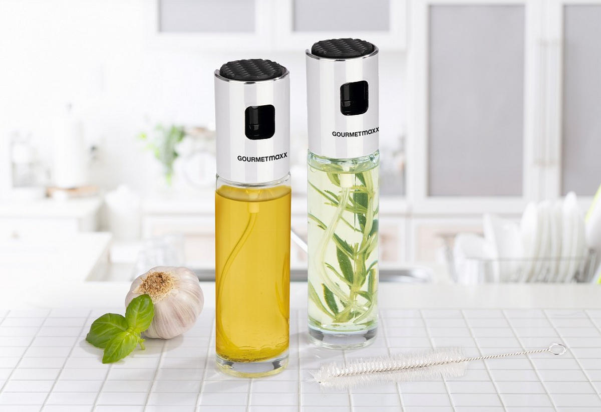 ESSIG-/ÖLFLASCHE - Edelstahlfarben/Transparent, Basics, Glas/Kunststoff (4/17,5cm) - GOURMETMAXX