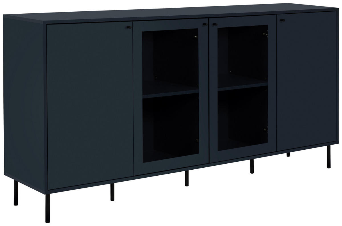 KOMODA   180/90/40 cm   plava  - crna/plava, Design, staklo/drvni materijal (180/90/40cm) - MID.YOU