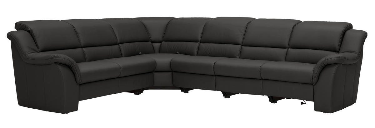 ECKSOFA 260/324 cm  in Echtleder Grau  260/324 cm  - Schwarz/Grau, KONVENTIONELL, Leder/Kunststoff (260/324cm) - Cantus