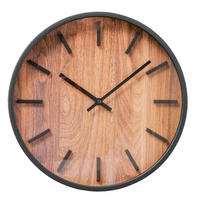 NÁSTĚNNÉ HODINY přírodní barvy, černá 30 cm - černá/přírodní barvy, Basics, kov/plast (30cm)