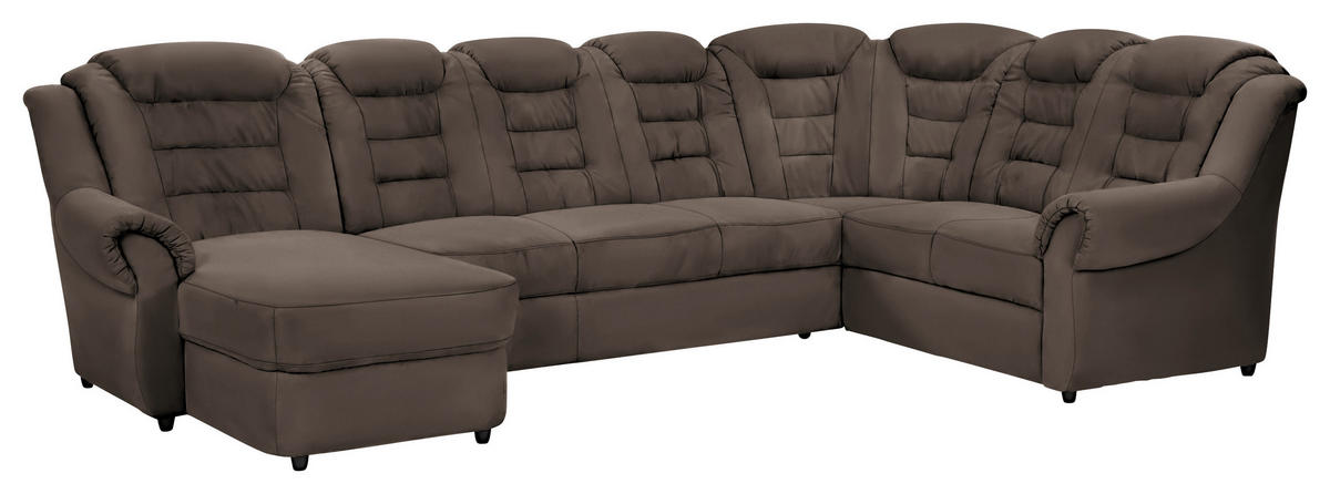 WOHNLANDSCHAFT in Lederlook Braun  - Schwarz/Braun, Konventionell, Kunststoff/Textil (165/333/216cm) - Livetastic