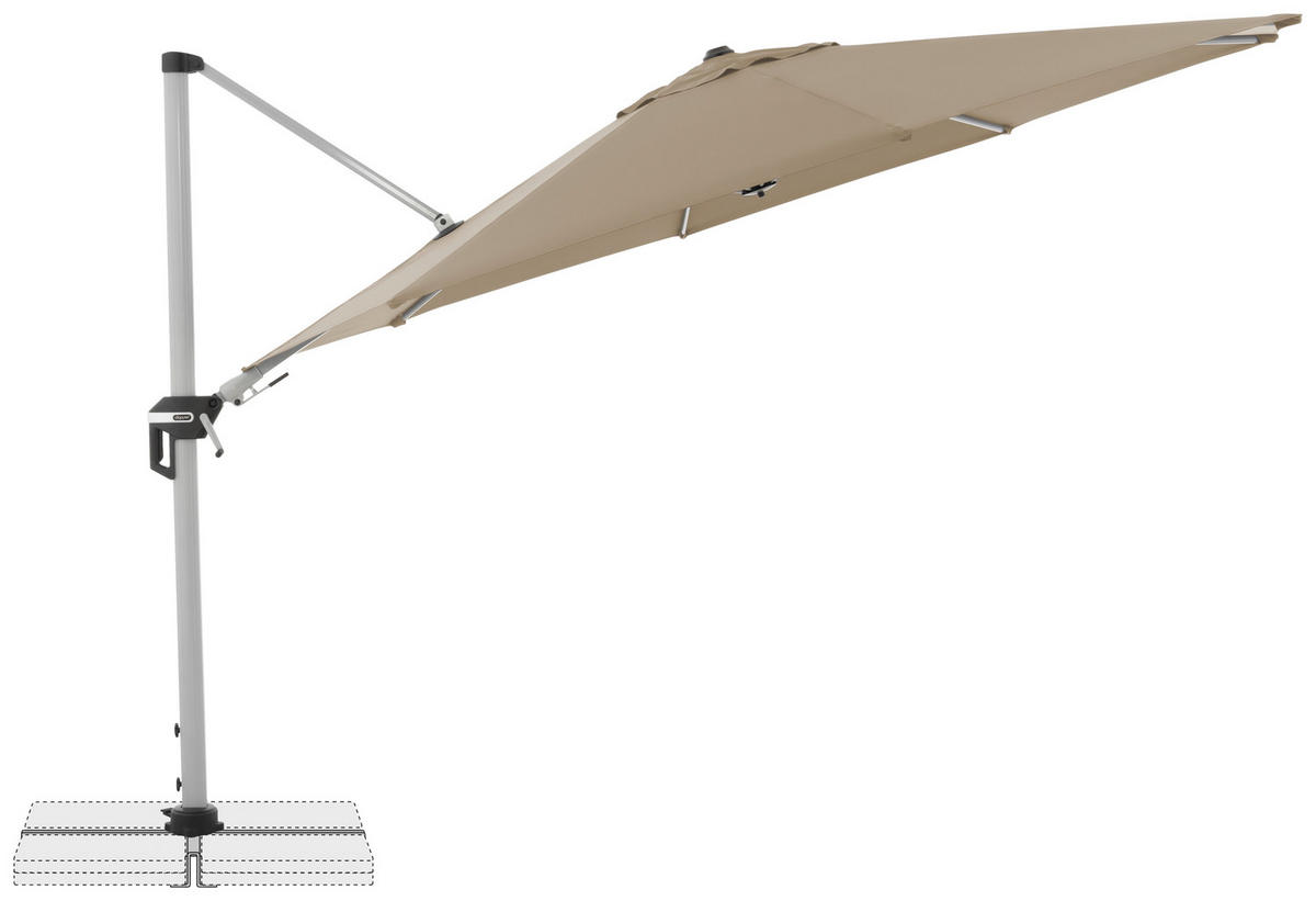 AMPELSCHIRM 370 cm Greige  - Greige/Silberfarben, Basics, Textil/Metall (370cm) - Doppler