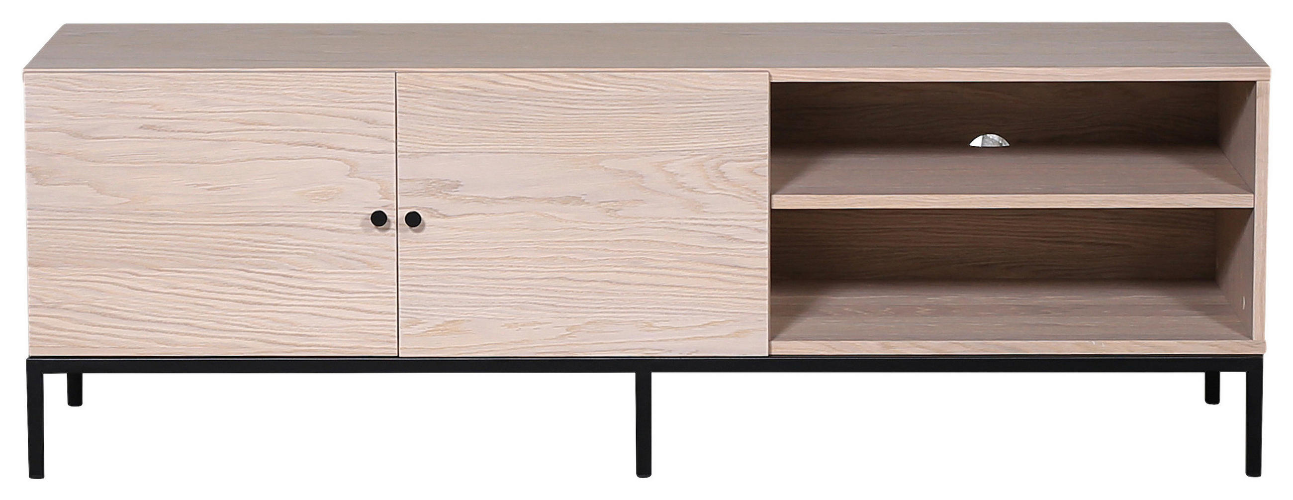 TV-BÄNK  i 150/50/45 cm  - ek Bianco/svart, Klassisk, metall/trä (150/50/45cm) - Niels Andersson