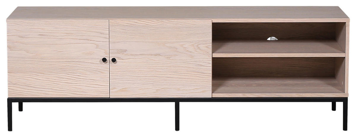 TV-BÄNK  i 150/50/45 cm  - ek Bianco/svart, Klassisk, metall/trä (150/50/45cm) - Niels Andersson