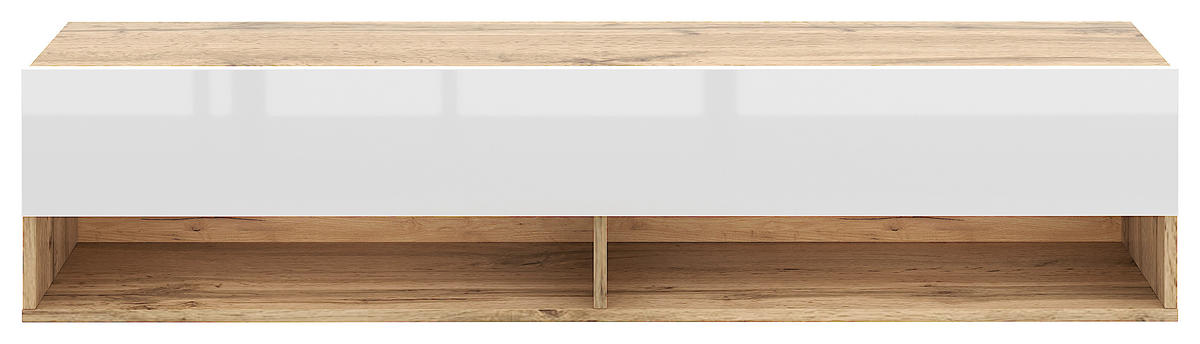 LOWBOARD DERBY  in 140/31,5/32,5 cm  - Weiß Hochglanz/Eiche Wotan, Design, Holzwerkstoff (140/31,5/32,5cm) - Livetastic