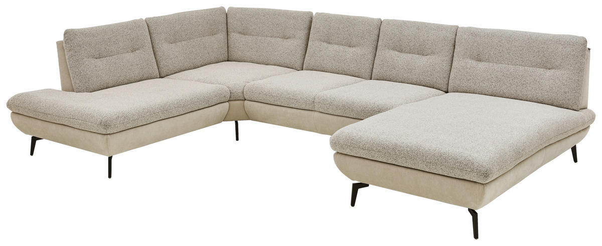 WOHNLANDSCHAFT Silberfarben, Beige Chenille  - Beige/Silberfarben, Design, Textil/Metall (243/352/190cm) - Dieter Knoll