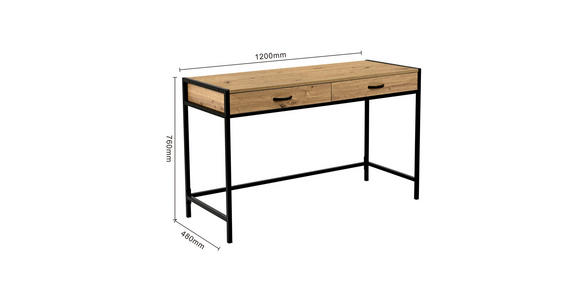 SCHREIBTISCH 120/48/76 cm Schwarz, Eiche Artisan Stauraum  - Schwarz/Eiche Artisan, Design, Holzwerkstoff/Metall (120/48/76cm) - Carryhome