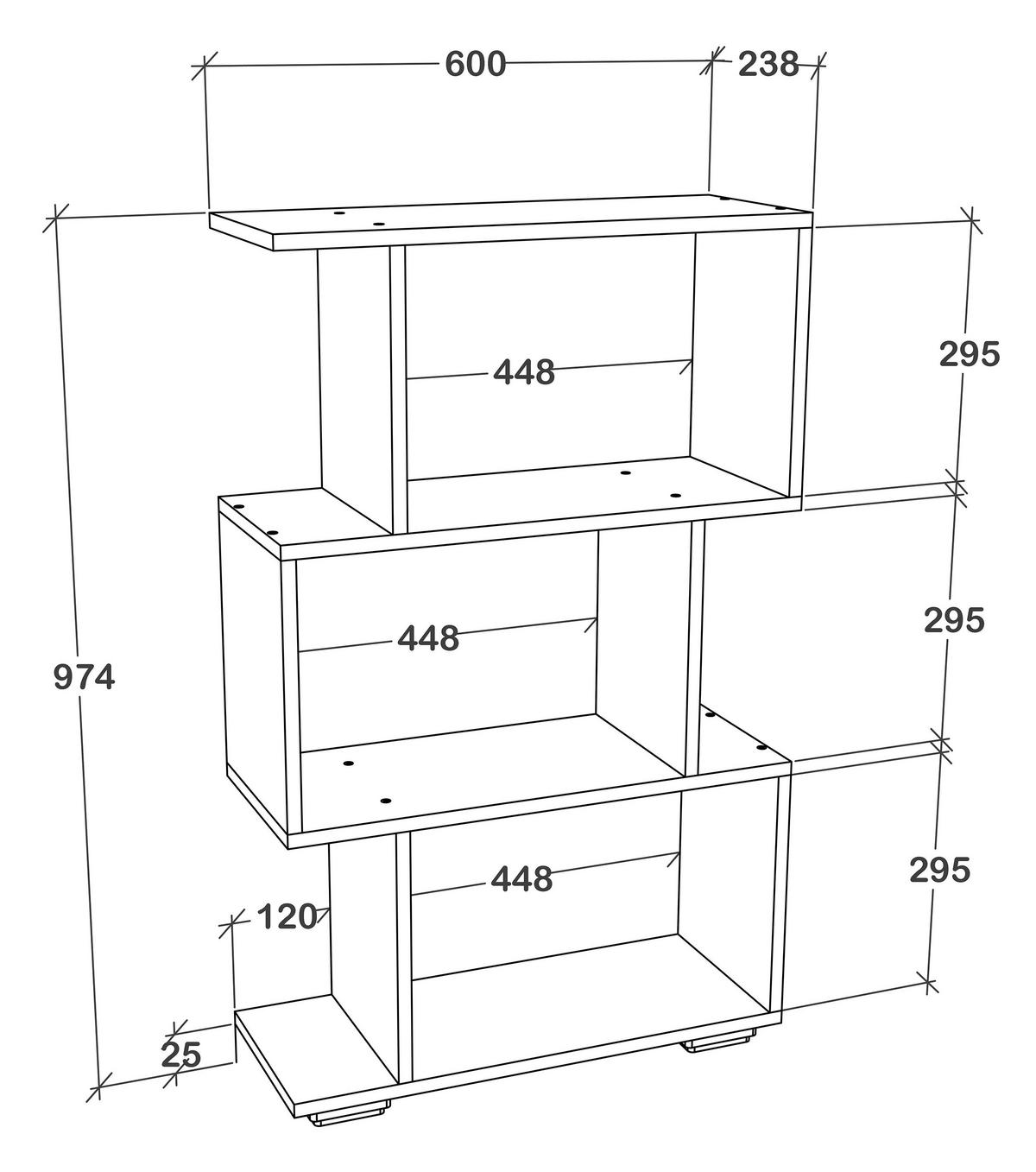 REGAL  60/97/24 cm Sonoma Eiche  - Silberfarben/Sonoma Eiche, Design, Holzwerkstoff/Kunststoff (60/97/24cm) - MID.YOU