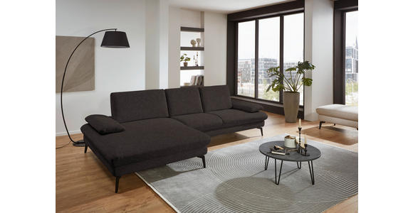 ECKSOFA in Chenille, Mikrofaser Mokka 157/299 cm - Schwarz/Mokka, Design, Textil/Metall (157/299cm) - Dieter Knoll