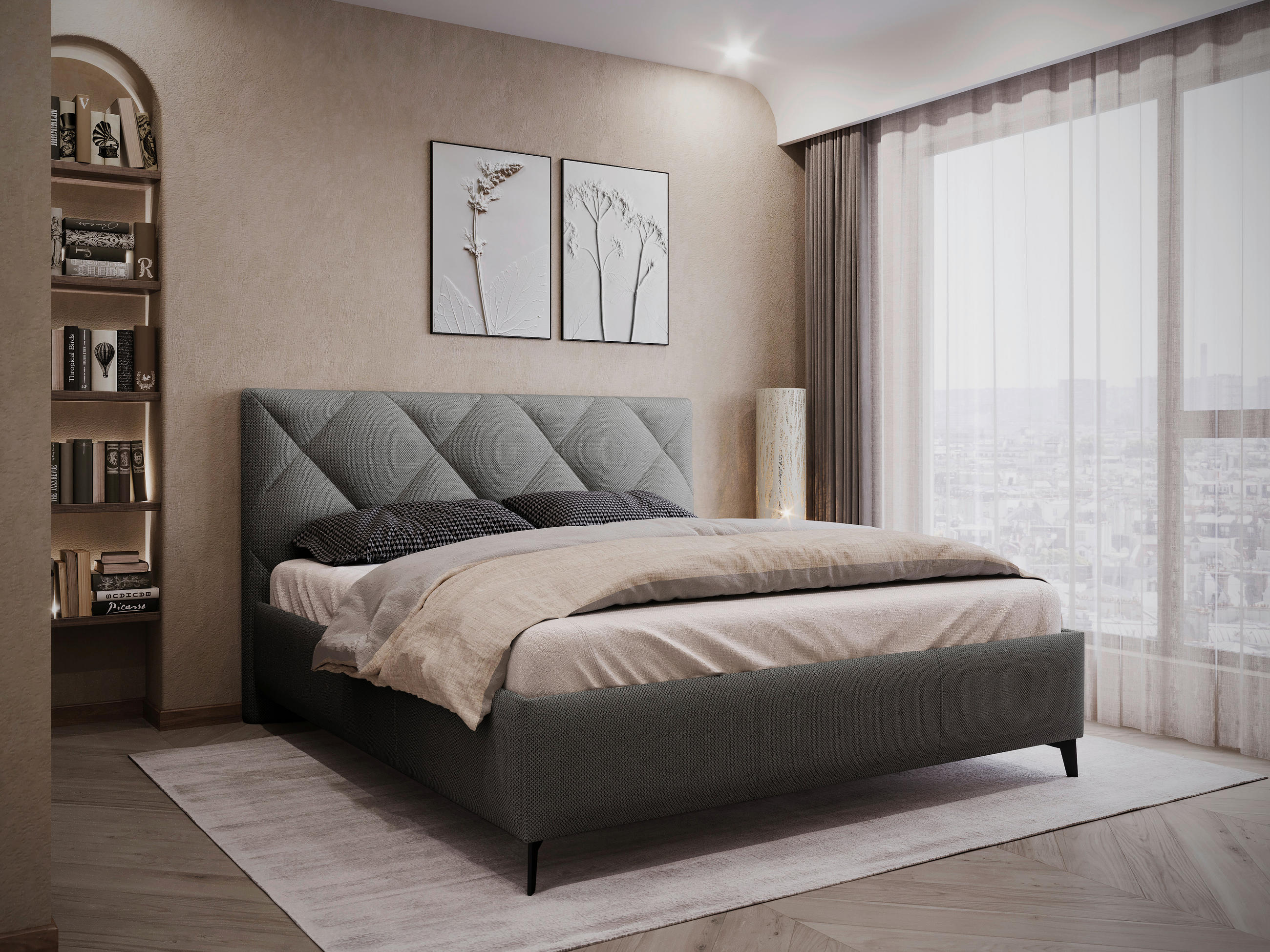 POLSTERBETT 180/200 cm  in Anthrazit  - Anthrazit/Schwarz, Modern, Holz/Textil (180/200cm) - MID.YOU