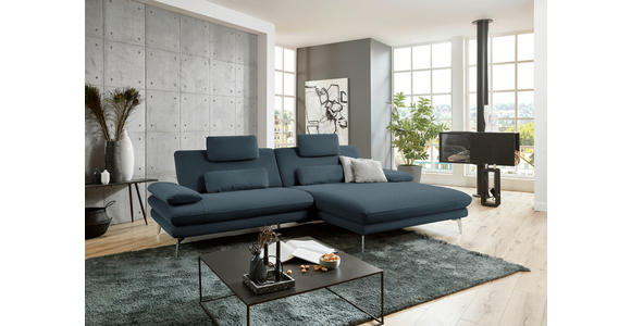 ECKSOFA Dunkelblau Webstoff  - Schwarz/Dunkelblau, Design, Textil/Metall (284/184cm) - Dieter Knoll