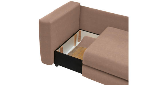 RÉCAMIERE in Flachgewebe Braun, Orange  - Schwarz/Braun, Design, Kunststoff/Textil (171/71-88/93cm) - Cantus