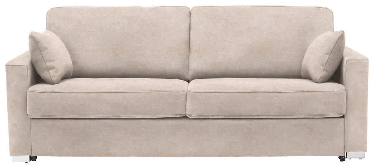 SCHLAFSOFA Textil Sandfarben  - Sandfarben/Chromfarben, Konventionell, Textil/Metall (208/86/97cm) - Novel