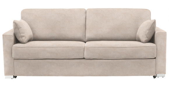 SCHLAFSOFA  in Flachgewebe Sandfarben  - Sandfarben/Chromfarben, KONVENTIONELL, Textil/Metall (208/86/97cm) - Novel