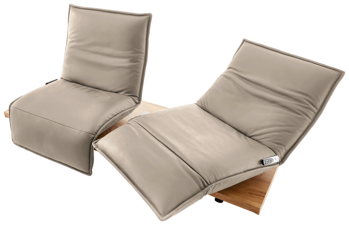 2-SITZER-SOFA in Leder Ecru  - Ecru/Eichefarben, Natur, Leder/Holz (240/63/115cm) - Koinor