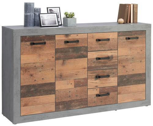 KOMODA, hnedá, tmavosivá, 152/90/37 cm - hnedá/čierna, Natur, kompozitné drevo/plast (152/90/37cm) - Xora
