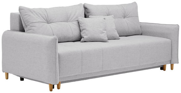 SCHLAFSOFA Webstoff Hellgrau - Eichefarben/Hellgrau, Design, Holz/Textil (227/98/113cm) - Carryhome