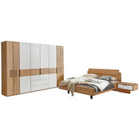 SCHLAFZIMMER in Eichefarben, Magnolie  - Eichefarben/Magnolie, Design, Glas/Holz (180/200cm) - Valnatura