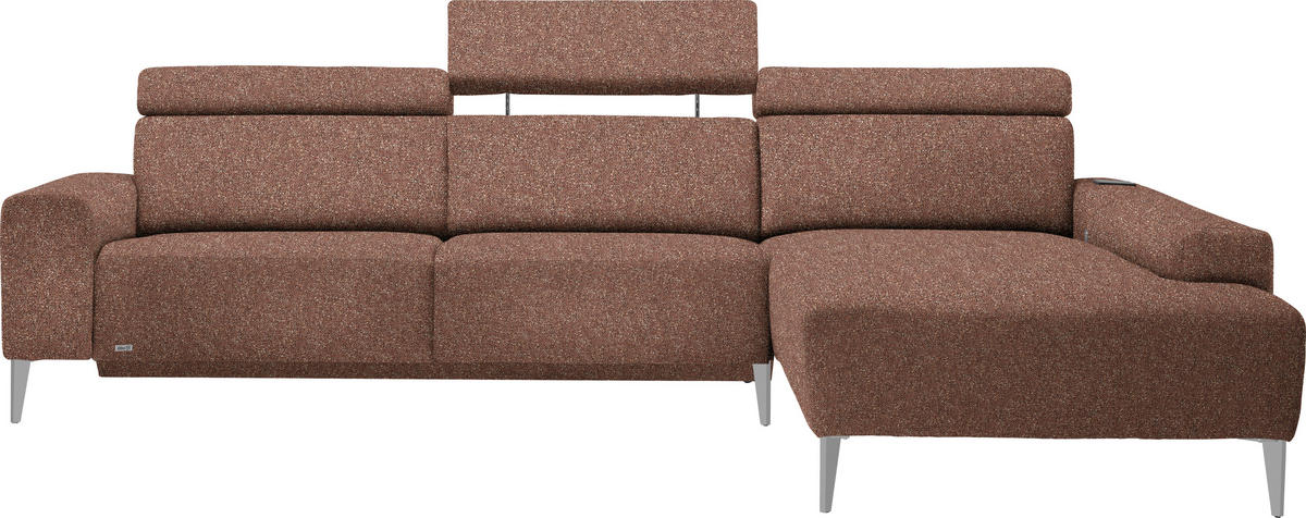 ECKSOFA  in Mikrovelours Terracotta  288/205 cm  - Terracotta/Alufarben, Design, Textil (288/205cm) - Sedda