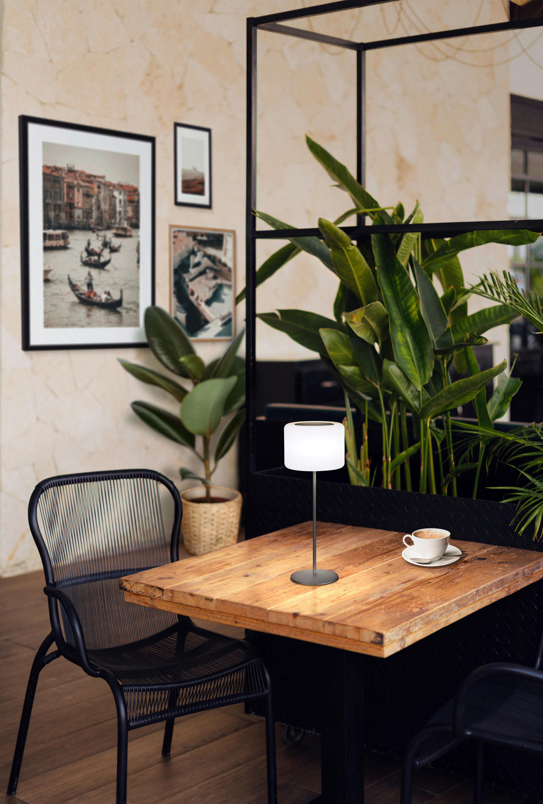 AKKU-TISCHLEUCHTE Pino 15/39,5 cm   - Schwarz/Weiß, KONVENTIONELL, Kunststoff/Metall (15/39,5cm)