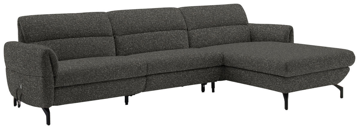 ECKSOFA in Chenille Dunkelbraun  299/187 cm  - Dunkelbraun/Schwarz, Design, Textil/Metall (299/187cm) - Schöner Wohnen