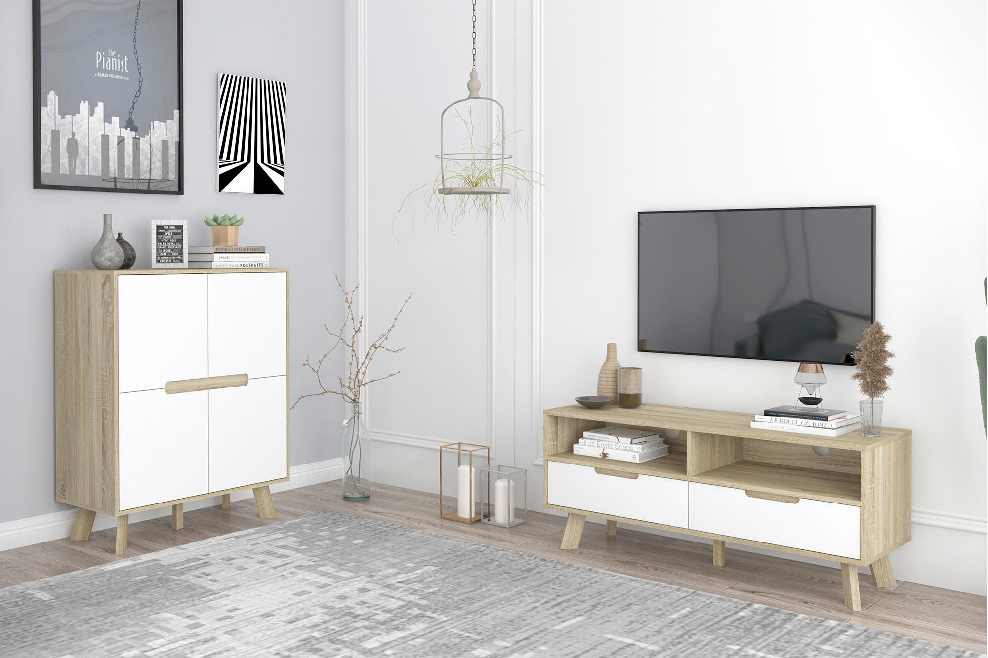 KOMMODE  in 80/102/40 cm  - Weiß/Naturfarben, Design, Holzwerkstoff (80/102/40cm) - Livetastic