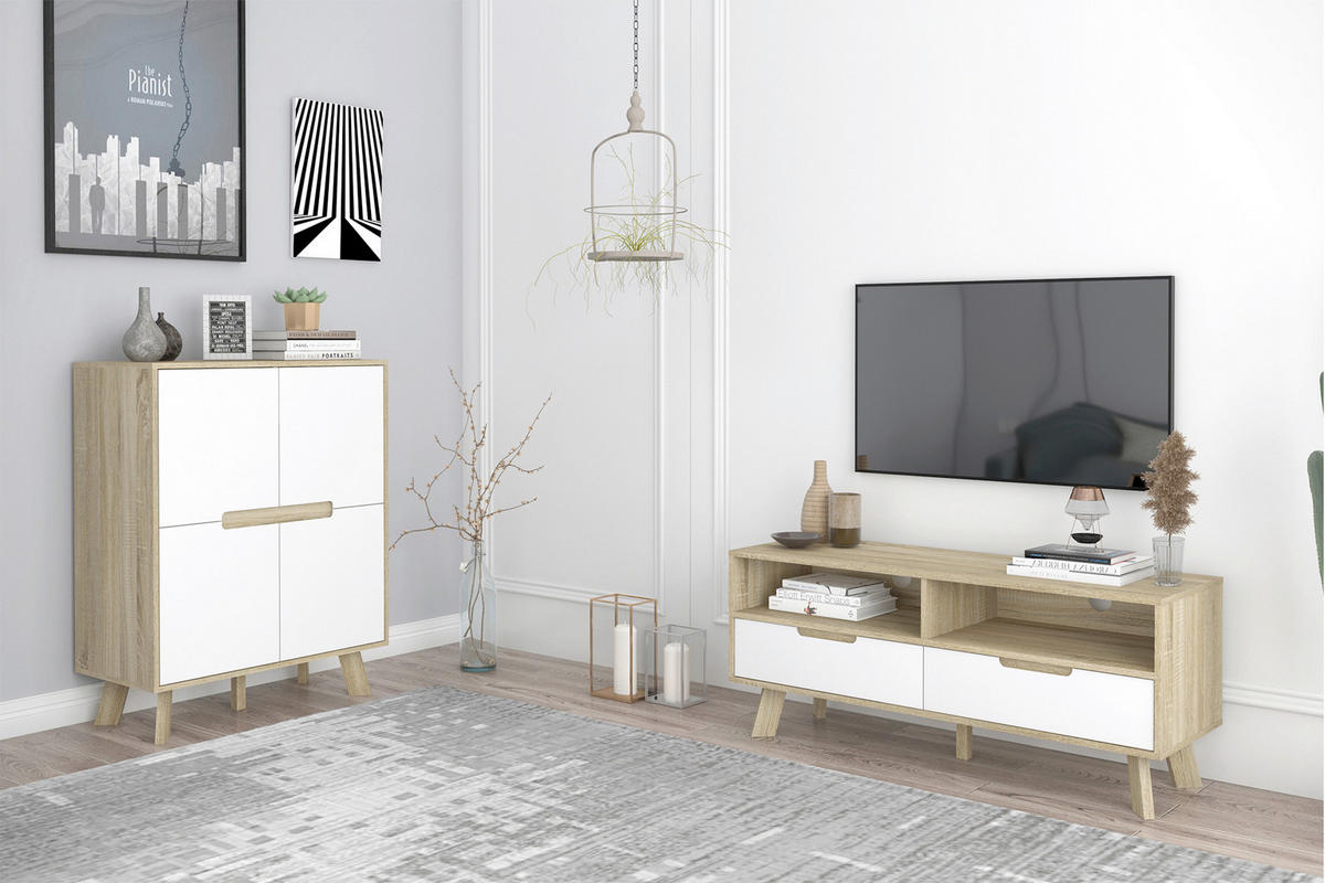 KOMMODE  in 80/102/40 cm  - Weiß/Naturfarben, Design, Holzwerkstoff (80/102/40cm) - Livetastic