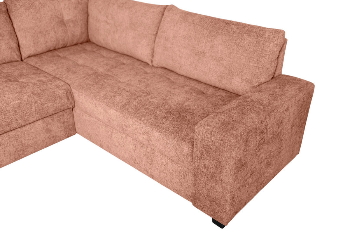 WOHNLANDSCHAFT VALERI Koralle Chenille  - Koralle/Schwarz, Design, Kunststoff/Textil (157/305/208cm) - MID.YOU