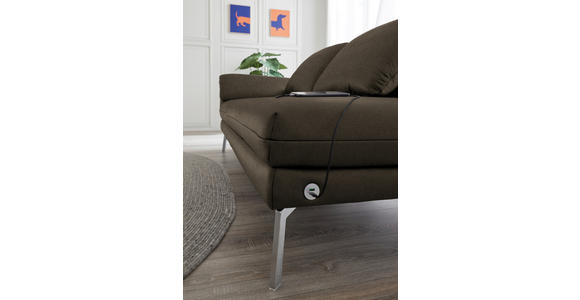 RÉCAMIERE in Echtleder Olivgrün - Chromfarben/Olivgrün, Design, Leder/Metall (209/85-109/95-16cm) - Dieter Knoll