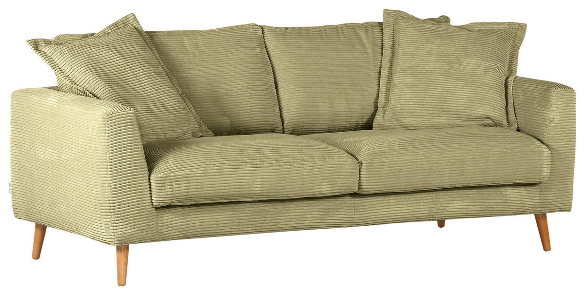 BIGSOFA Cord Hellgrün  - Naturfarben/Hellgrün, ROMANTIK / LANDHAUS, Holz/Textil (220/69/100cm) - Landscape