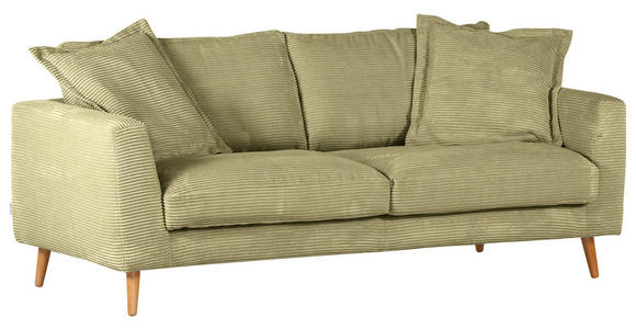 BIGSOFA Cord Hellgrün  - Naturfarben/Hellgrün, ROMANTIK / LANDHAUS, Holz/Textil (220/69/100cm) - Landscape