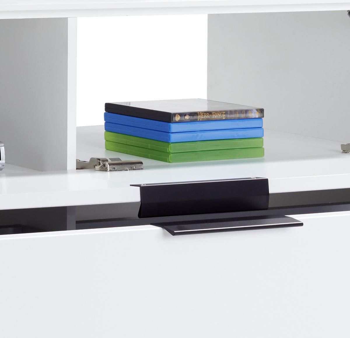 MEDIABÄNK vit  140/62/44 cm  - vit/svart, Modern, metall/trämaterial (140/62/44cm)