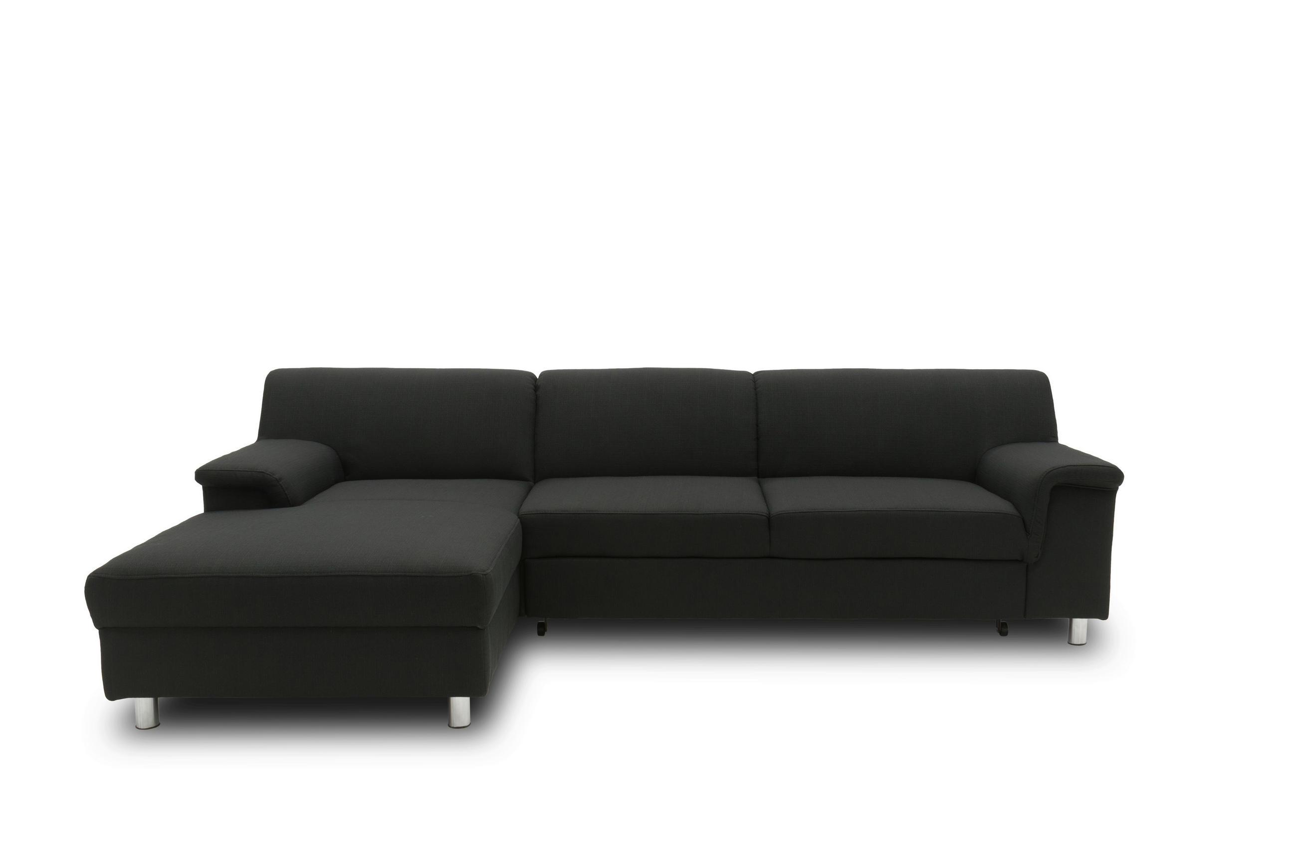 ECKSOFA Schwarz Webstoff  - Chromfarben/Schwarz, KONVENTIONELL, Textil/Metall (150/251cm) - MID.YOU